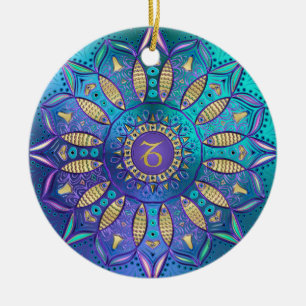 Sternzeichen Steinbock Mandala Weihnachtsdekoratio Keramikornament