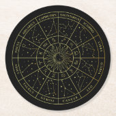 Sternzeichen-Sternbild-Sternbilder Gold-Karte Runder Pappuntersetzer (Vorderseite)