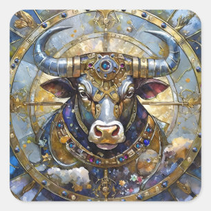 Sternzeichen - Stier Quadratischer Aufkleber