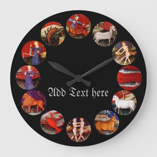 Sternzeichen Vintag Personalisiert Große Wanduhr (Vorderseite)