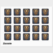 Sternzeichen Widder Goldener Widder und Sterne Quadratischer Aufkleber (Blatt)