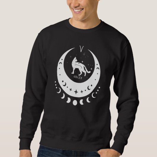 Sternzeichen Widder Horoskop Astrologie Katze Halb Sweatshirt (Vorderseite)