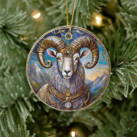 Sternzeichen - Widder Keramik Ornament (Baum)