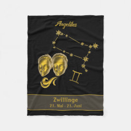 Sternzeichen Zwillinge, gold -  Fleecedecke