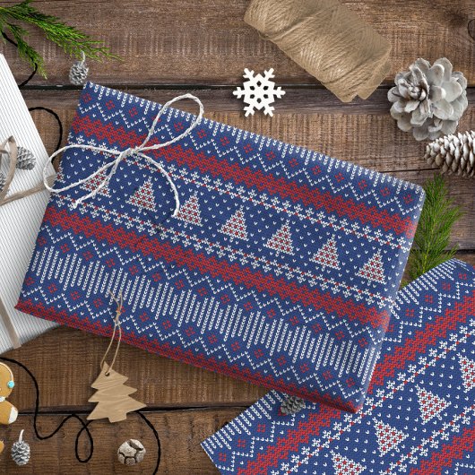 Stetch Pattern2 Navy/Red ID208 Geschenkpapier