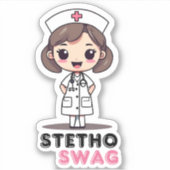 Stetho Swag Kawaii Style Nurse Wasserdicht Aufkleber (Vorderseite)