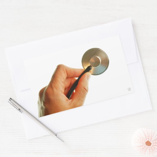 stethoscoop ziekenhuis ziek beter beterschap ziekt rechteckiger aufkleber (Umschlag)