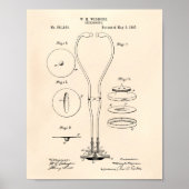 Stethoscope 1897 Patent Art Old Peper Poster (Vorne)