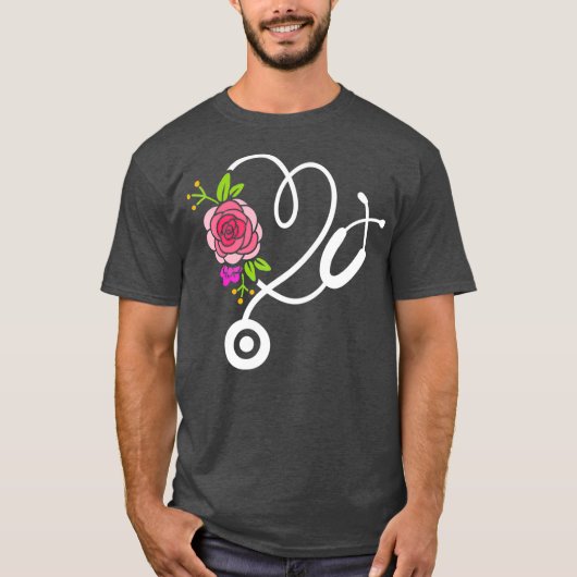 Stethoscope Blume Doctor Nurse Physical T-Shirt (Vorderseite)