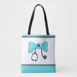 Stethoscope Bow Aquamarin & White Tasche