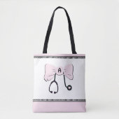 Stethoscope Bow Pale Pink & White Toag Tasche (Vorderseite)