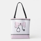 Stethoscope Bow Pale Pink & White Toag Tasche (Rückseite)