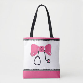Stethoscope Bow Pink & White Tasche