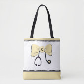 Stethoscope Bow Yellow & White Tote Bag Tasche (Vorderseite)