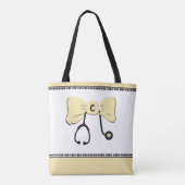 Stethoscope Bow Yellow & White Tote Bag Tasche (Rückseite)