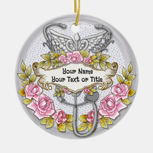 Stethoscope caduceus Krankenschwester Keramik Ornament (Vorne)