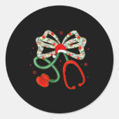 Stethoscope Christmas Nurse Health Worker Santa Xm Runder Aufkleber (Vorderseite)