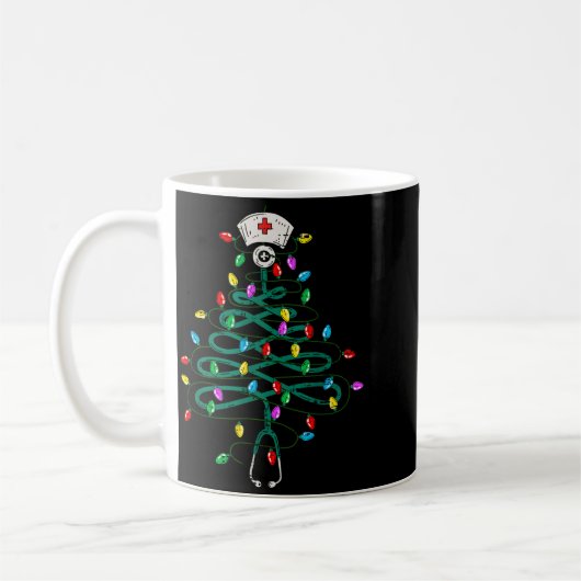 Stethoscope Christmas Tree Lights Nurse Christmas Kaffeetasse (Links)
