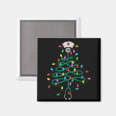 Stethoscope Christmas Tree Lights Nurse Christmas Magnet (Vorderseite/Rückseite)