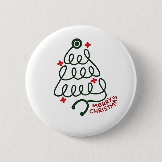 Stethoscope Christmas Tree Lights Nursing Scrubs Button (Vorderseite)