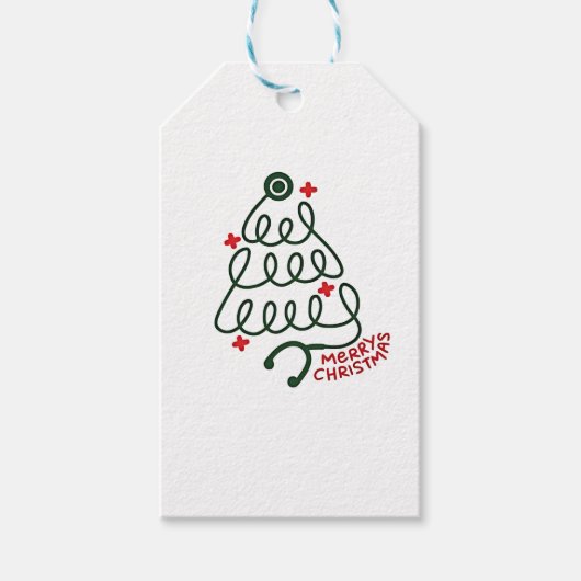Stethoscope Christmas Tree Lights Nursing Scrubs Geschenkanhänger (Vorderseite)