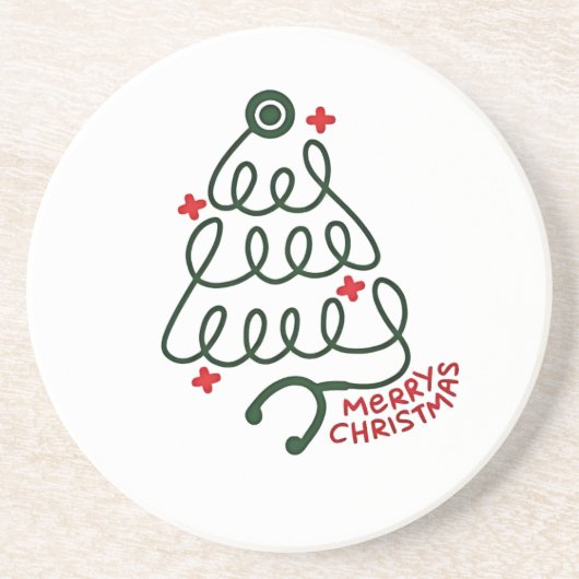 Stethoscope Christmas Tree Lights Nursing Scrubs Getränkeuntersetzer (Vorne)