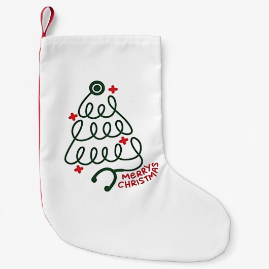 Stethoscope Christmas Tree Lights Nursing Scrubs Kleiner Weihnachtsstrumpf (Vorderseite)