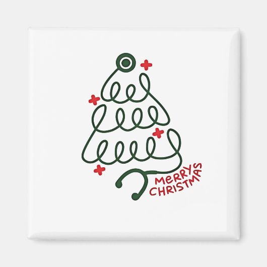 Stethoscope Christmas Tree Lights Nursing Scrubs Magnet (Vorne)