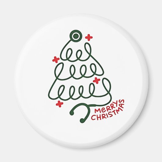 Stethoscope Christmas Tree Lights Nursing Scrubs Magnet (Vorne)