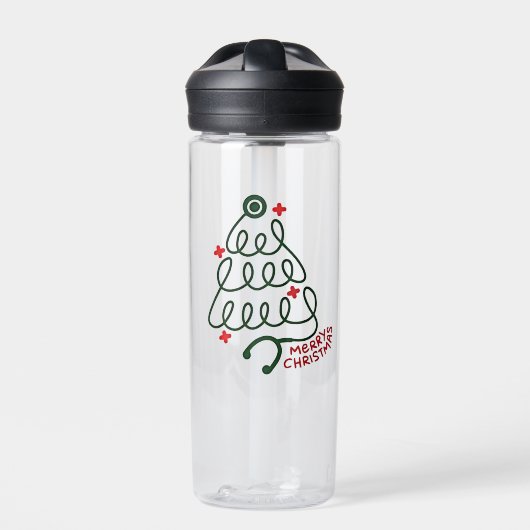 Stethoscope Christmas Tree Lights Nursing Scrubs Trinkflasche (Vorderseite)