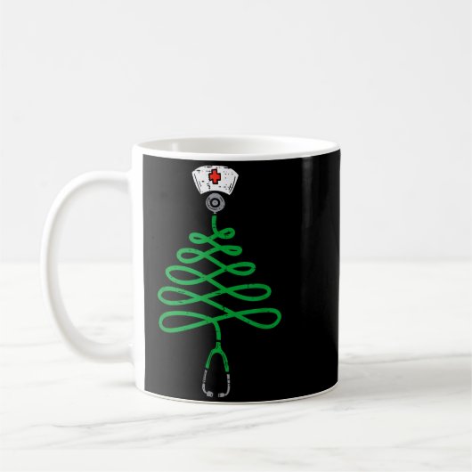 Stethoscope Christmas Tree Nurse Christmas Scrub T Kaffeetasse (Links)