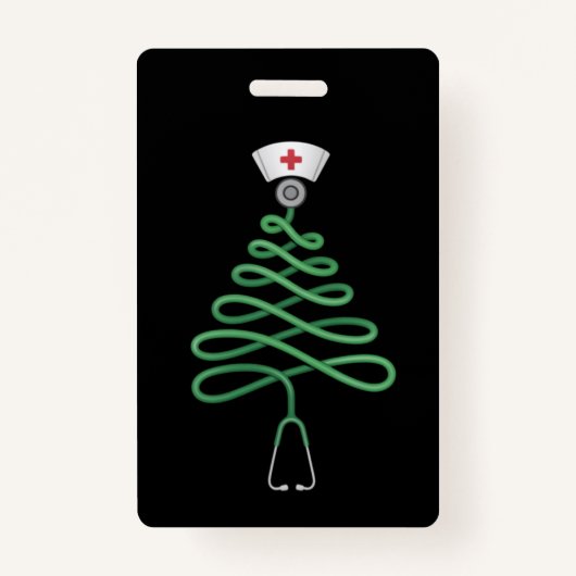 Stethoscope Christmas Tree Nurse Scrub Xmas Ausweis (Vorderseite)