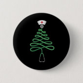 Stethoscope Christmas Tree Nurse Scrub Xmas Button (Vorderseite)
