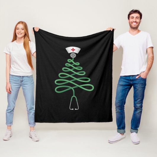 Stethoscope Christmas Tree Nurse Scrub Xmas Fleecedecke (Beispiel)