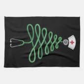 Stethoscope Christmas Tree Nurse Scrub Xmas Geschirrtuch (Horizontal)