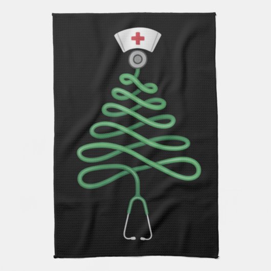 Stethoscope Christmas Tree Nurse Scrub Xmas Geschirrtuch (Vertikal)