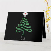 Stethoscope Christmas Tree Nurse Scrub Xmas Karte (Gelbe Blume)