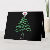 Stethoscope Christmas Tree Nurse Scrub Xmas Karte (Vorderseite)