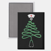 Stethoscope Christmas Tree Nurse Scrub Xmas Magnet (Vorderseite/Rückseite)