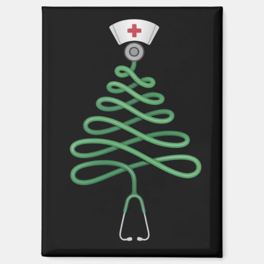 Stethoscope Christmas Tree Nurse Scrub Xmas Magnet (Vorderseite)