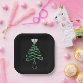 Stethoscope Christmas Tree Nurse Scrub Xmas Pappteller (Party)