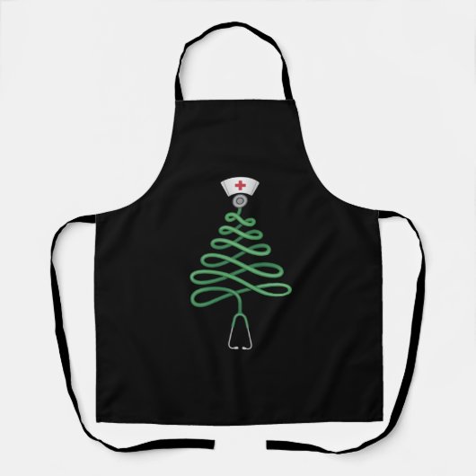 Stethoscope Christmas Tree Nurse Scrub Xmas Schürze (Vorderseite)