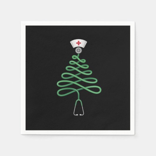 Stethoscope Christmas Tree Nurse Scrub Xmas Serviette (Vorderseite)