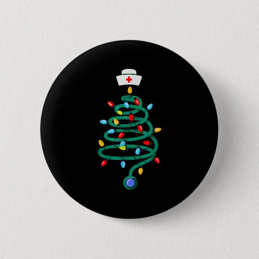 Stethoscope Christmas Tree Registered Doctor Nurse Button (Vorderseite)