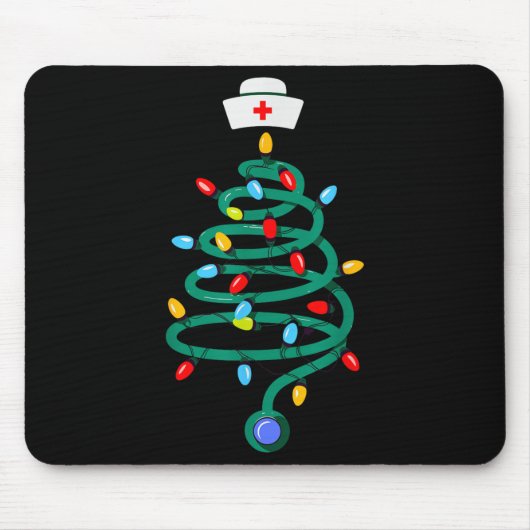 Stethoscope Christmas Tree Registered Doctor Nurse Mousepad (Vorne)