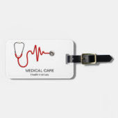 Stethoscope ECG Wave EKG Heartbeat Line Medical Gepäckanhänger (Vorderseite horizontal)