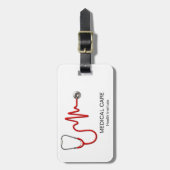 Stethoscope ECG Wave EKG Heartbeat Line Medical Gepäckanhänger (Vorderseite vertikal)