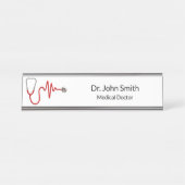 Stethoscope ECG Wave EKG Heartbeat Line Medical Schreibtischnamensplakette (Vorderseite )
