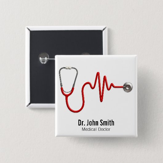 Stethoscope ECG Wave EKG Medical Heartbeat Line Button (Vorne & Hinten)