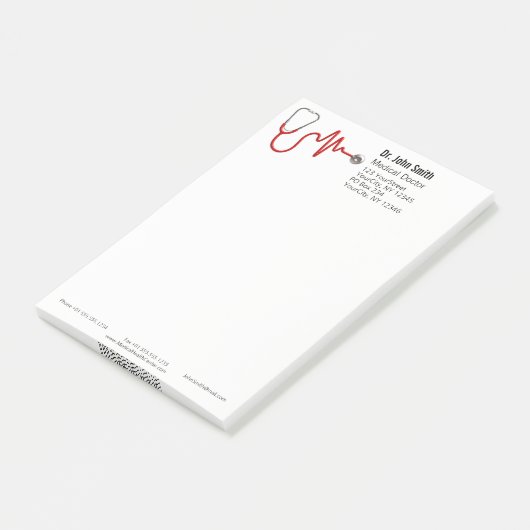 Stethoscope ECG Wave EKG Medical Heartbeat Line Post-it Klebezettel (angewinkelt)